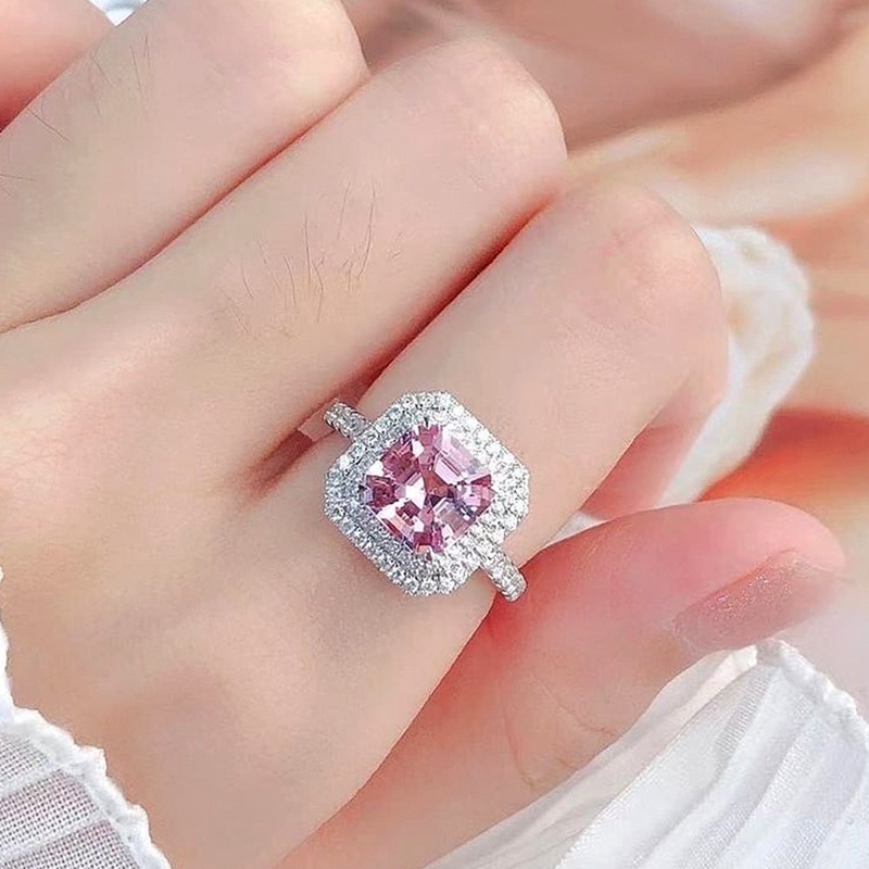 Nhẫn Đeo Tay Kim Loại Đính Đá Màu Hồng Sang Trọng Cho Nữ