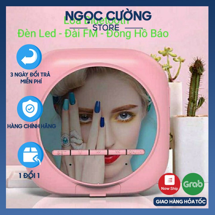 Loa Bluetooth Đài FM Tích Hợp Đồng Hồ Báo Đài FM Màn Hình Tráng Gương hót 2020