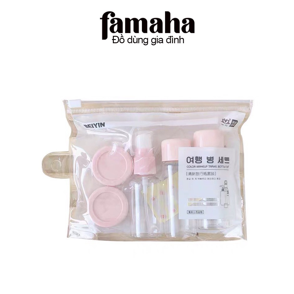 Bộ chiết mỹ phẩm mini Hàn Quốc tiện ích kèm 5 món, lọ chiết mỹ phẩm cao cấp FAMAHA