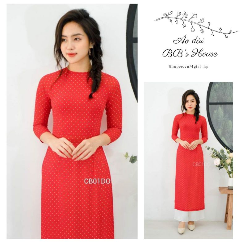 Áo dài chấm bi tiểu thư nhiều màu