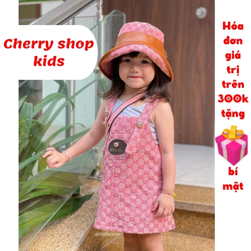Set yếm cho bé gái tặng kèm mũ từ 1-3 tuổi , Cherry Đà Nẵng