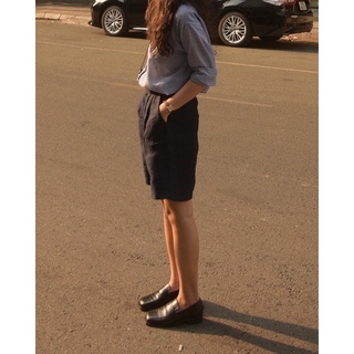 Quần Bermuda Navy Linen Shorts
