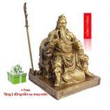 Tượng Quan Công Ngồi Đọc Sách bằng Đồng Thau cao 16cm nặng 1000g