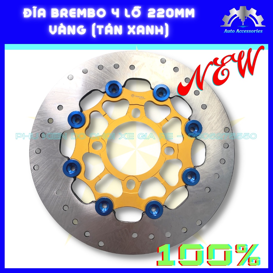 NEW 100% - ĐĨA THẮNG TRƯỚC BRCMBE 4 lỗ size 220mm, Có Đủ Pát CNC gắn Thông Dụng cho Tất Cả các dòng xe - 6 Màu CỰC CHẤT