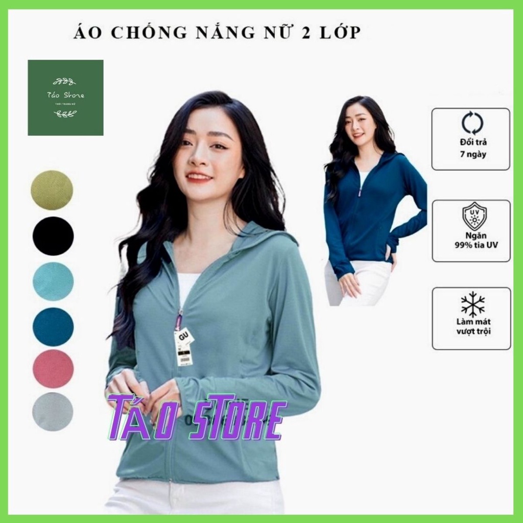 Áo chống nắng nữ 2 lớp vải kim cương thoáng mát ngăn chặn tia UV