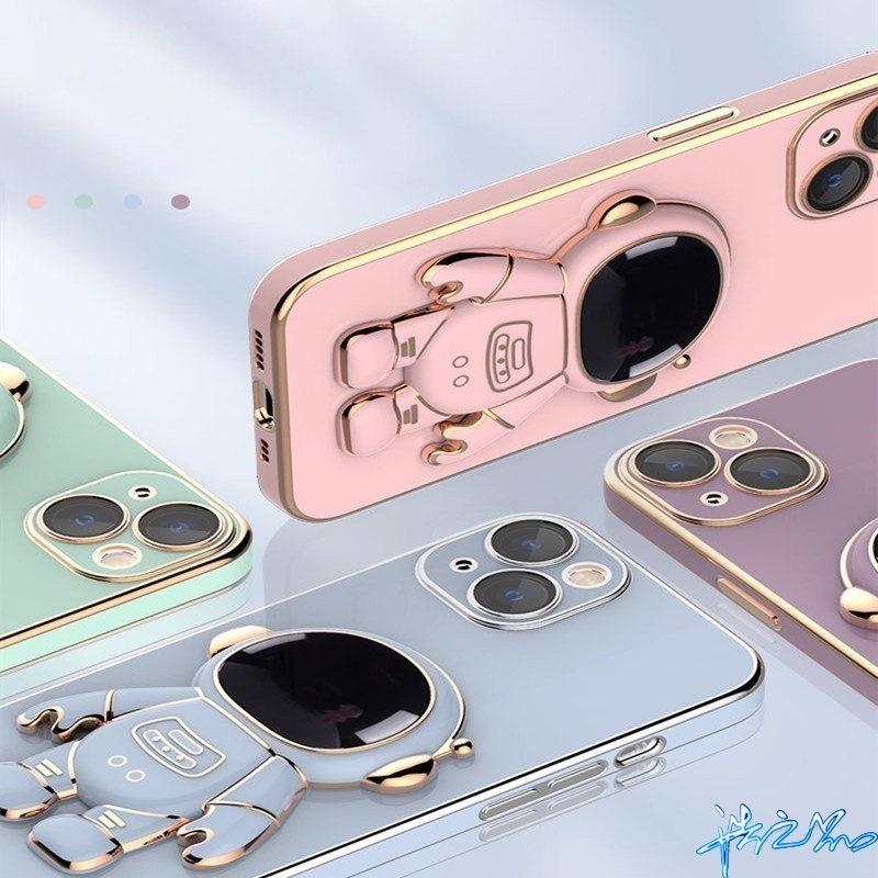 Ốp Điện Thoại Có Giá Đỡ Mạ Điện Hình Phi Hành Gia 6D Sáng Tạo Cho OPPO Reno 4 Reno 5 5 Pro 2022