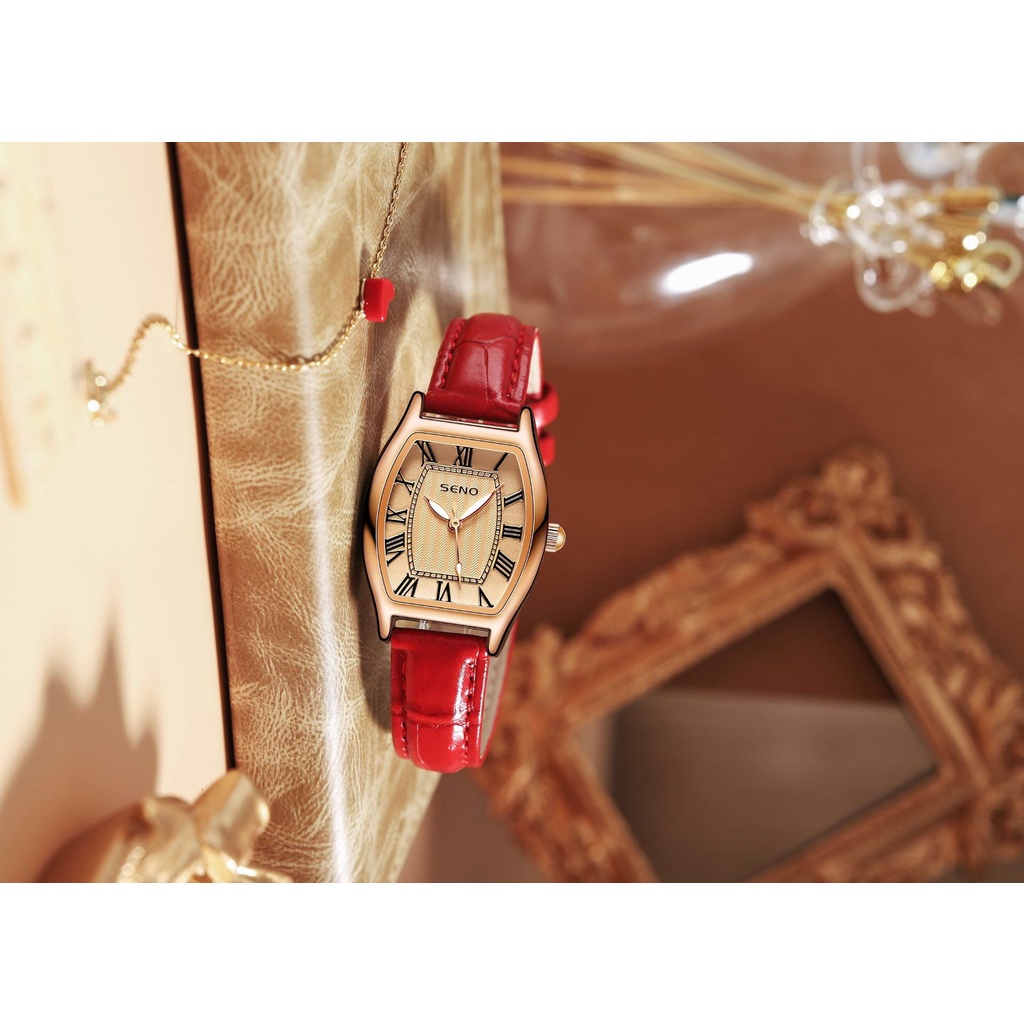 Đồng hồ nữ SENO dây da hàng cao cấp chống nước mặt sapphia chống xước bảo hành 12 tháng