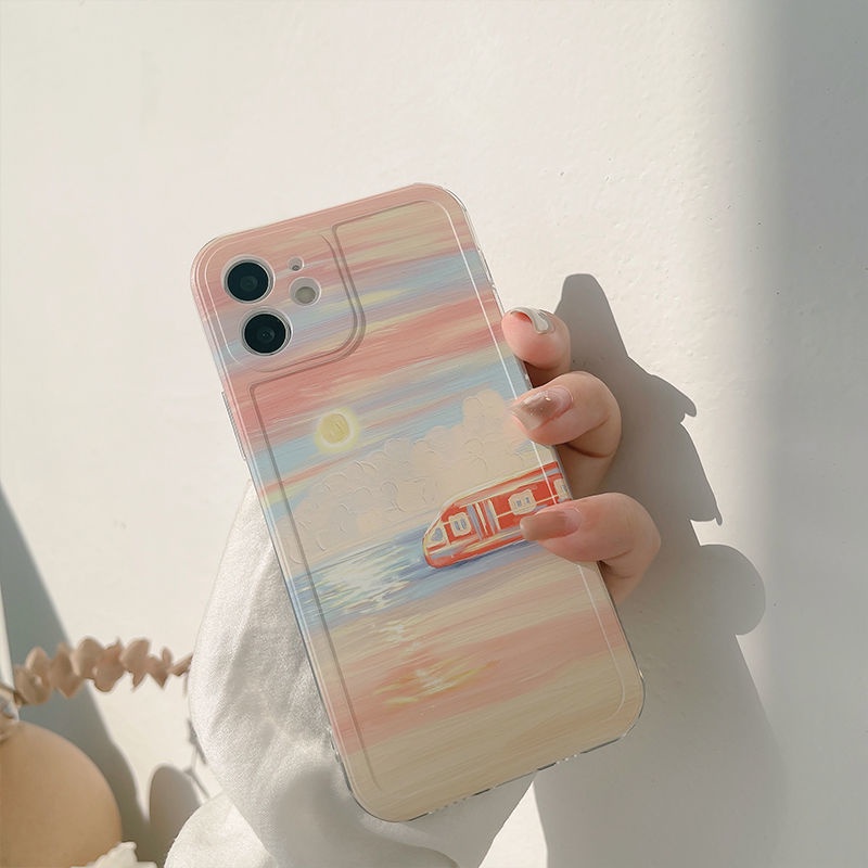 Ốp điện thoại silicone họa tiết mặt trăng/ hoàng hôn thích hợp cho iPhone 12 13 11 Pro Max X XS Max XR 7 8 Plus
