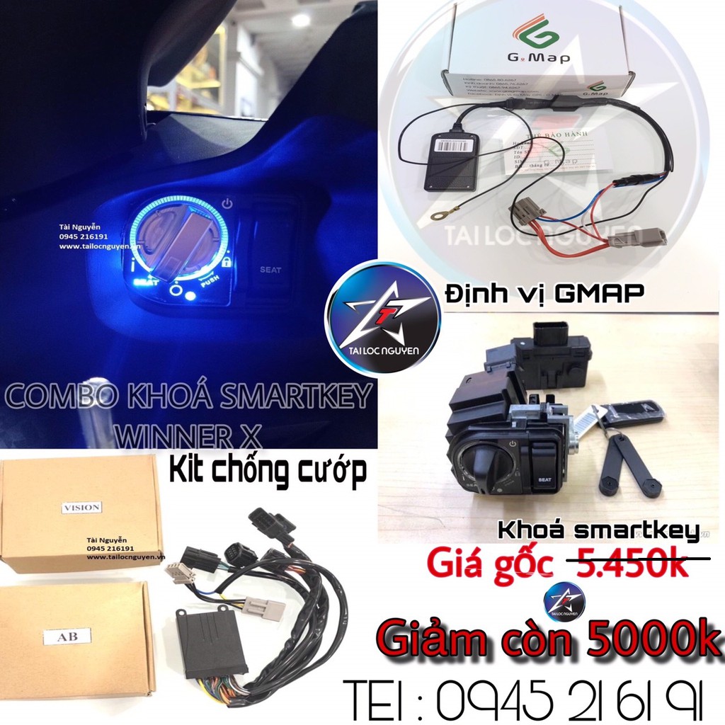 COMBO BỘ KHÓA SMARTKEY FULL TÍNH NĂNG ĐỊNH VỊ CHO WINNER X VÀ CÁC XE DÒNG XE KHÁC