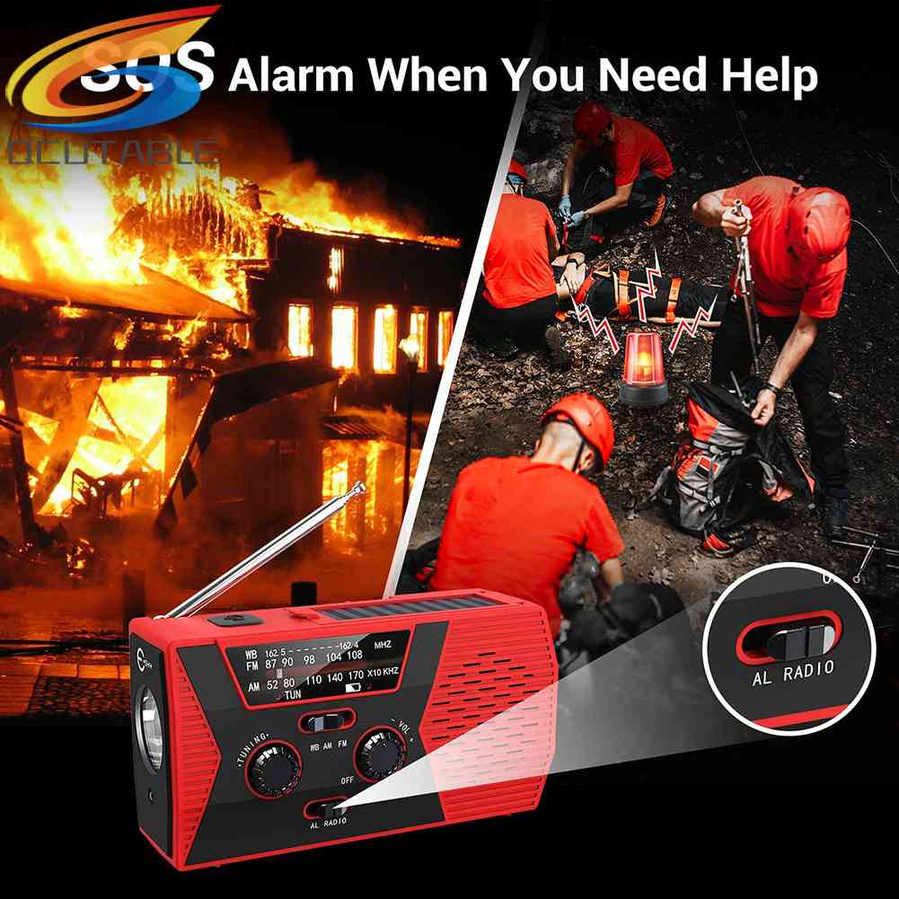 Radio Năng Lượng Mặt Trời Có Tay Quay NOAA / AM / FM