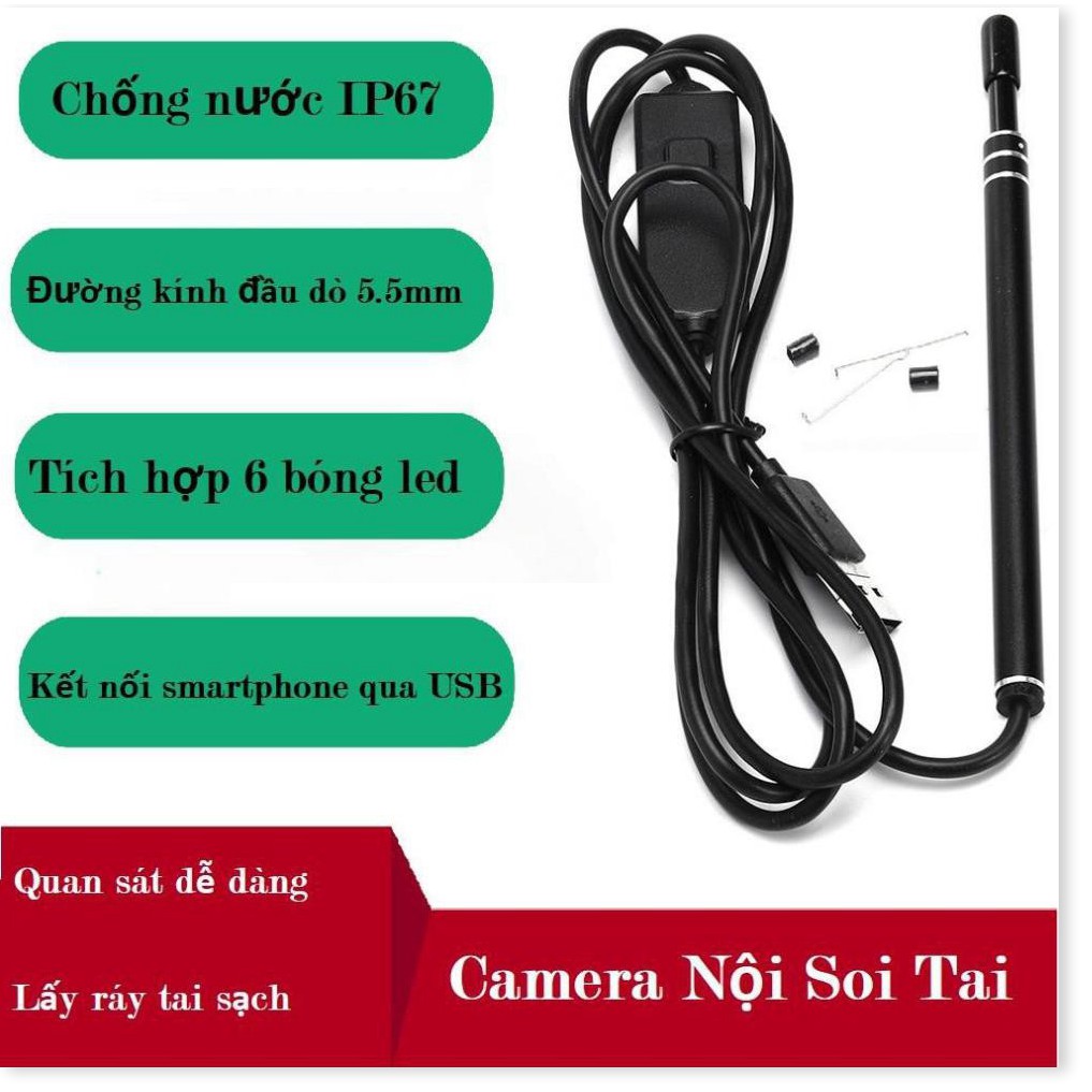 Camera Soi Tai ✔️Chính Hãng✔️ 3 trong 1 có đèn LED, Nội Soi Tai Mũi Họng, Có Kết Nối Với Điện Thoại, Máy Tính