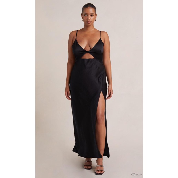 Givenme Đầm Nữ Hai Dây Cổ Chữ V Xẻ Sâu Gợi Cảm