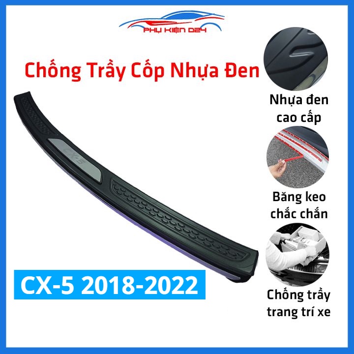 Ốp chống trầy cốp ngoài nhựa đen CX5, CX-5 2018-2019-2020-2021-2022 hàng loại 1 dán cốp sau chống xước trang trí xe