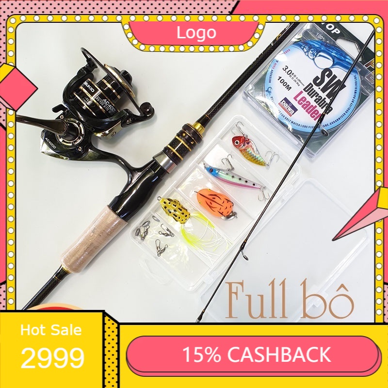 ( ) Bộ cần câu lure máy câu Deukio AC4000+  máy đứng carbon + tặng nhiều phụ kiện dùng ngay mã BCM12