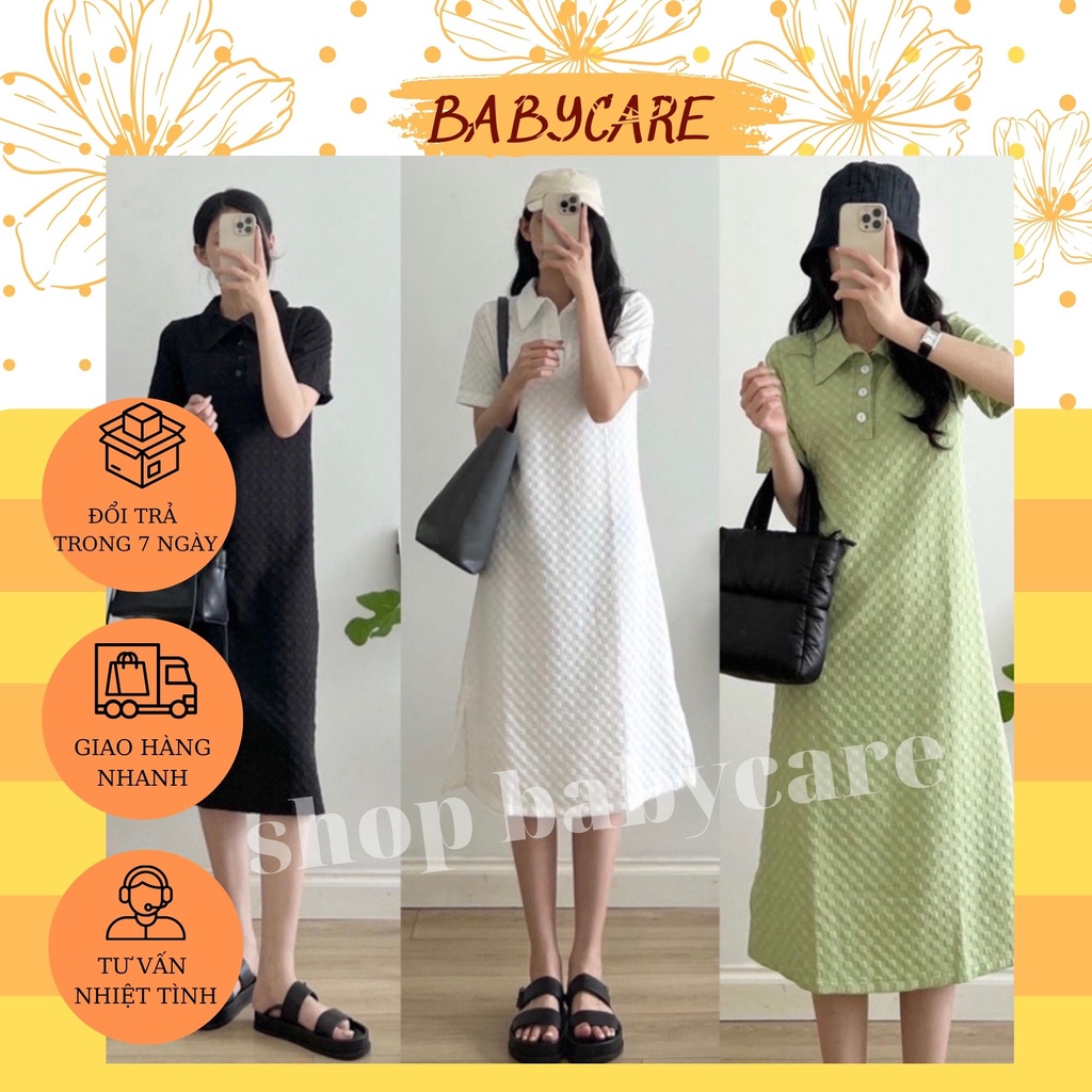 VÁY BẦU SƠ MI CỔ ĐỨC TRẺ TRUNG NĂNG ĐỘNG- ĐẦM BẦU POLO THUN XINH MÙA HÈ THIẾT KẾ KẺ Ô HOT HIT