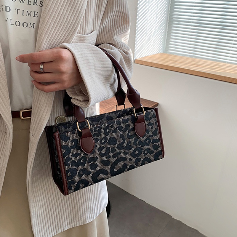 Túi đeo chéo họa tiết da báo sức chứa lớn phong cách vintage