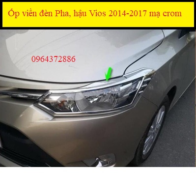Ốp viền đèn pha, hậu Vios 2014- 2017 mạ crom sáng bóng