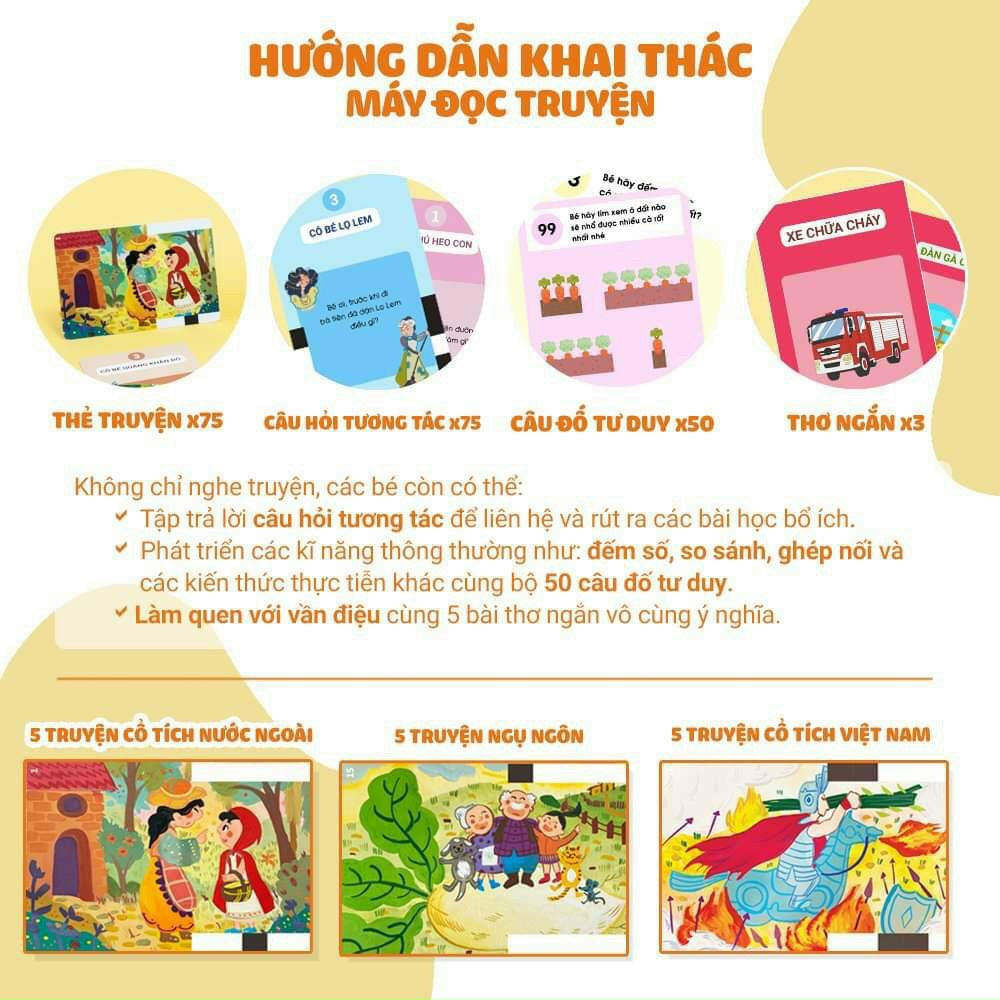 Máy đọc truyện cổ tích cho bé Kennen- Máy đọc thẻ truyện tranh tư duy bảo hành 6 tháng