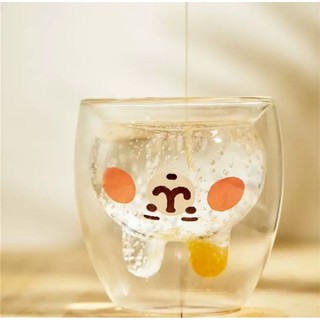 Ly thủy tinh hình chó/ thỏ cute 2 lớp
