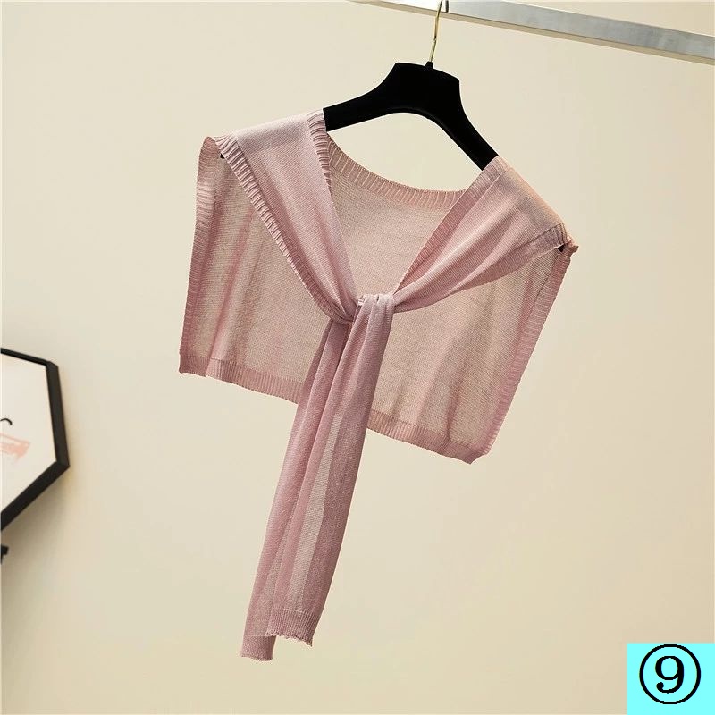 Khăn Choàng Cổ Dệt Lụa Lạnh Mỏng Ngắn Thắt Nút Dễ Phối Đồ Thời Trang Mùa Hè Cho Nữ