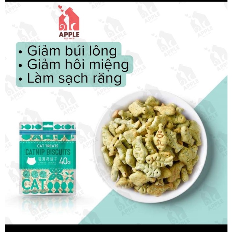 [CATNIP BISCUITS] [40GR] Bánh cá catnip - bánh thưởng cho mèo giảm búi lông, hôi miệng, làm sạch răng