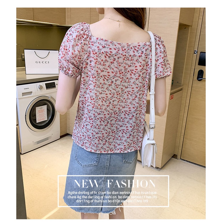 Áo chiffon Ngắn Tay Họa Tiết Hoa Thời Trang Mùa Hè Phong Cách Hàn Quốc Dành Cho Nữ