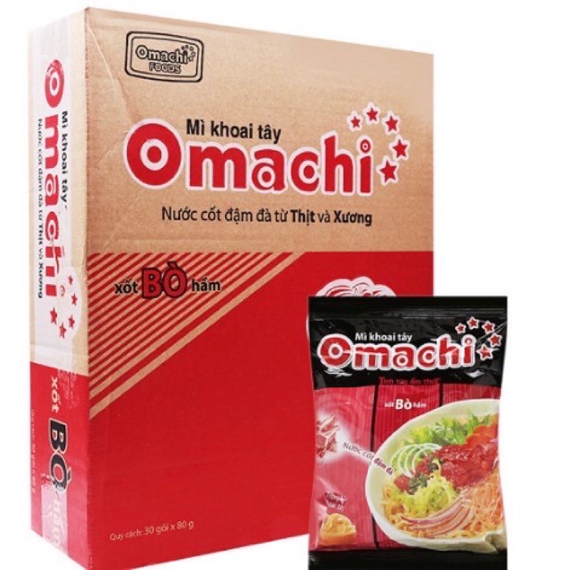 Thùng 30 gói mỳ Omachi xốt bò hầm,sườn hầm ngũ quả