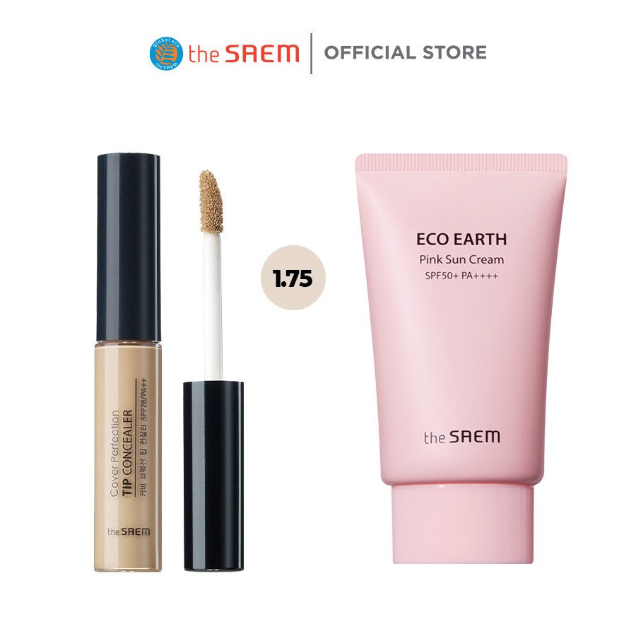 [Combo 2 sản phẩm] Kem chống nắng Pink 50g + Kem che khuyết điểm The Saem Cover Perfection Tip Concealer (6.5g) | BigBuy360 - bigbuy360.vn