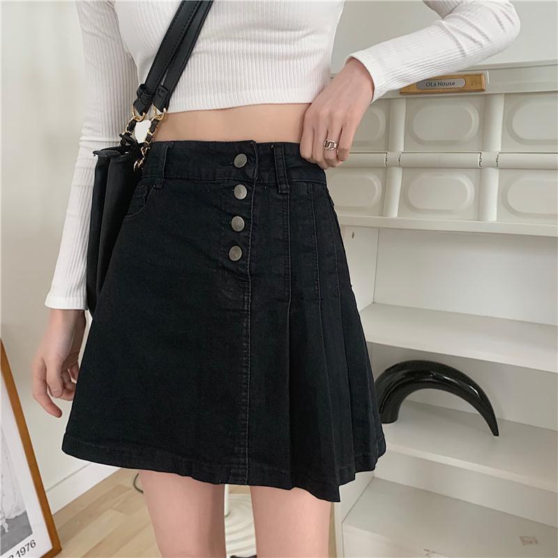 Chân váy jean IELGY chữ A lưng cao thời trang dành cho nữ