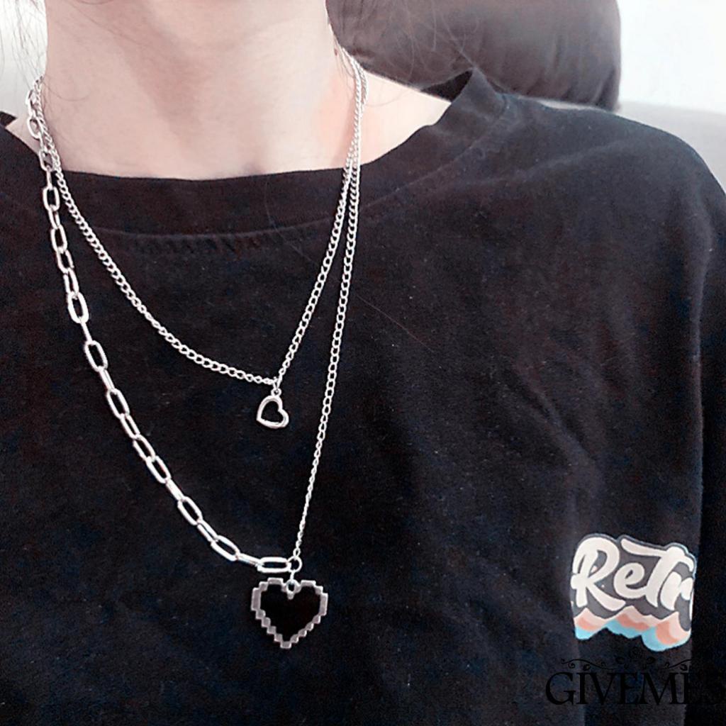 Vòng cổ hai lớp mặt hình trái tim thời trang cho nữ