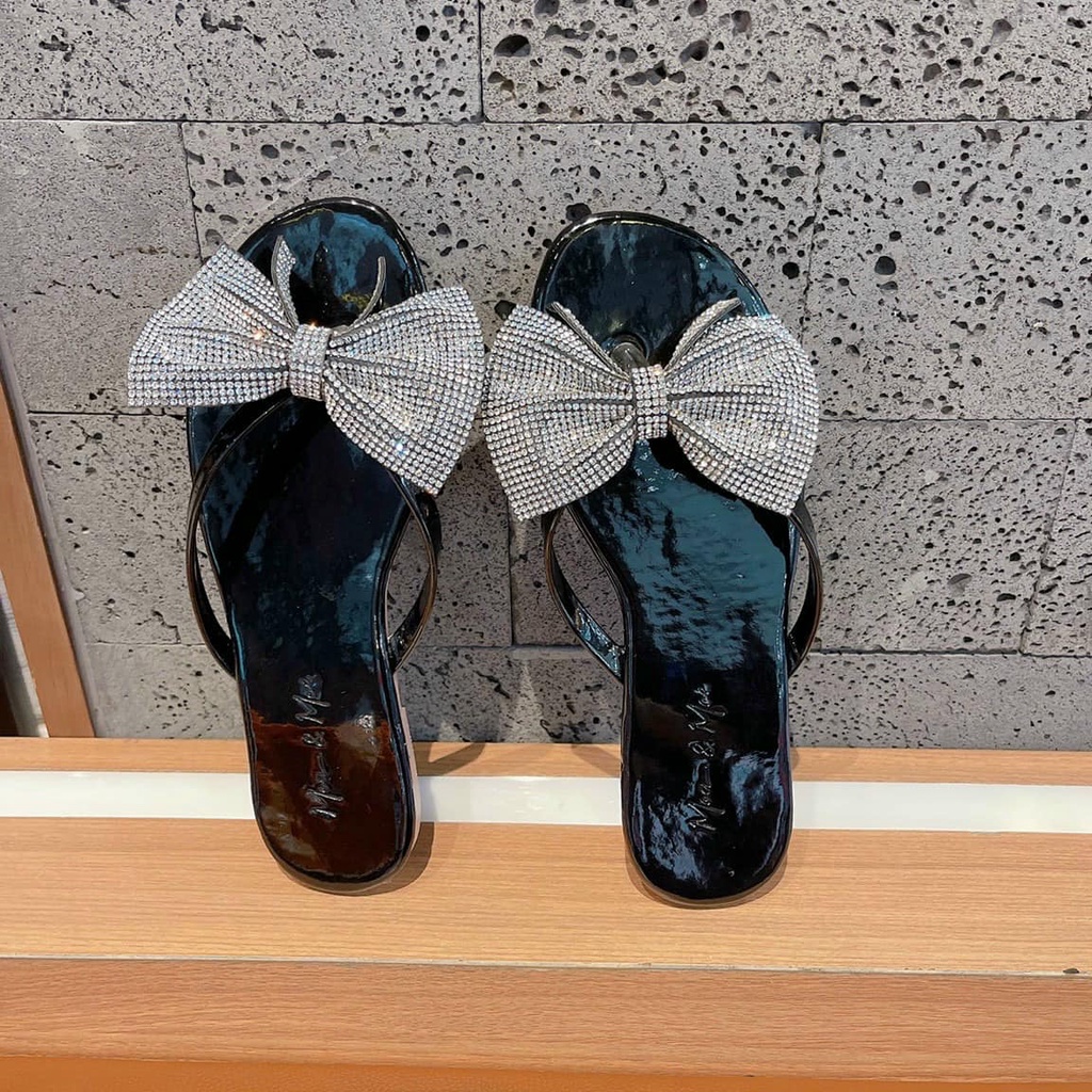 DÉP NỮ ĐẾ BỆT THẮT NƠ ĐÍNH ĐÁ KIỂU KẸP NGÓN MẪU MỚI BỀN ĐẸP GIÁ TỐT ĐI CHƠI ĐI BIỂN MÃ DKN MINHTUYETSHOES