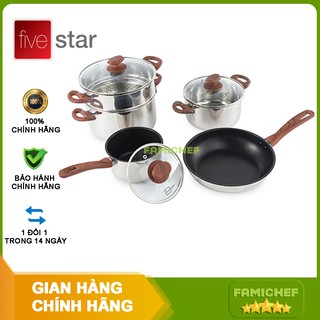 Bộ nồi xửng chảo quánh 3 đáy liền inox 304 fivestar fpb5in002
