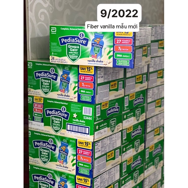 ❤️ [Date 2022]Thùng 24 chai Sữa Pediasure nước Vani, Dâu, Fiber chất xơ 237ml Mỹ