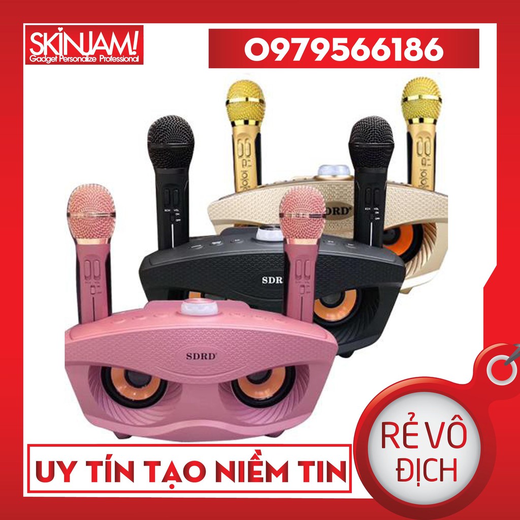 Loa Karaoke mini 2 mic, kết nối bluetooth,Mic Đôi Hát Karaoke, Loa Bluetooth karaoke kèm 2 mic SDRD-306 cao cấp