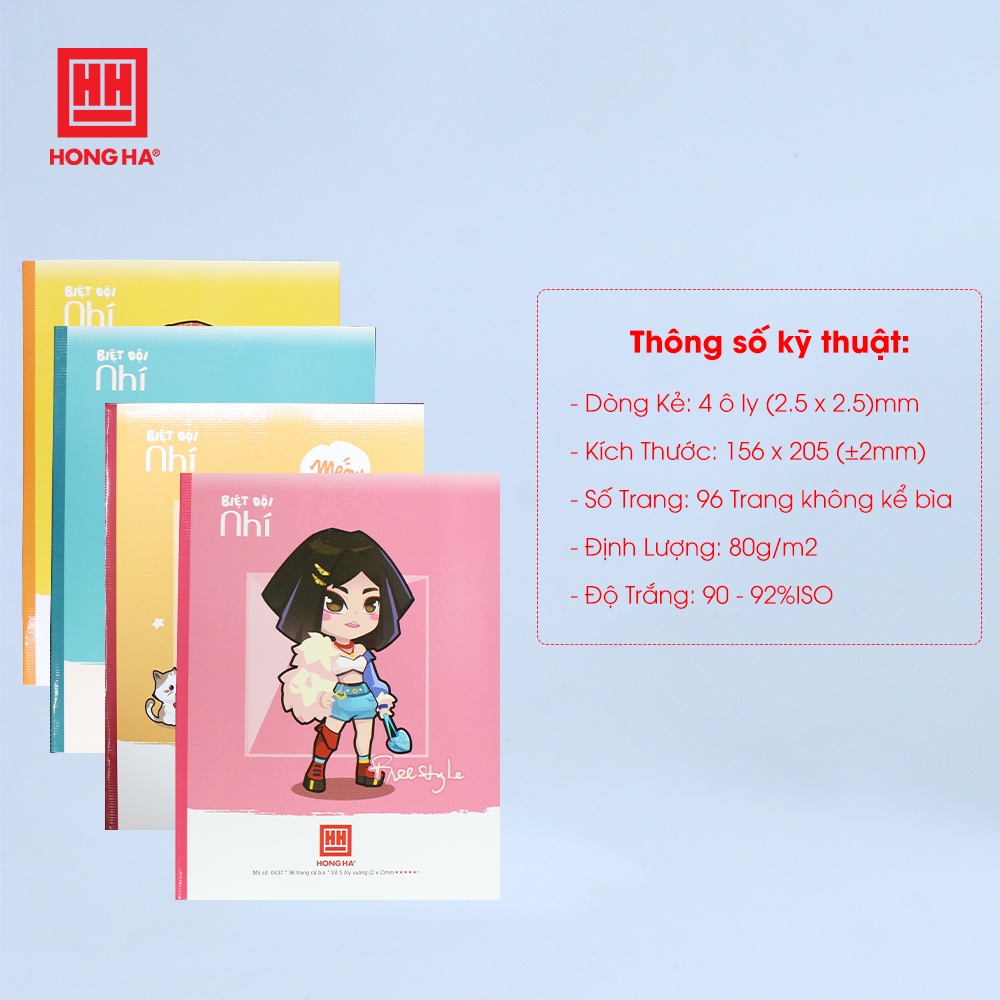 Vở 4 ô ly 96 trang Hồng Hà Class Monster 0428 | Vở học sinh miền Trung - Nam (10 quyển)