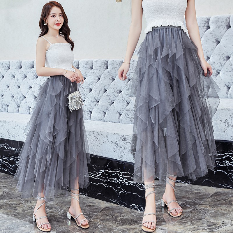 Chân váy dài xếp ly eo ao, chân váy lưới nhọn hoang dã VD0023 | BigBuy360 - bigbuy360.vn