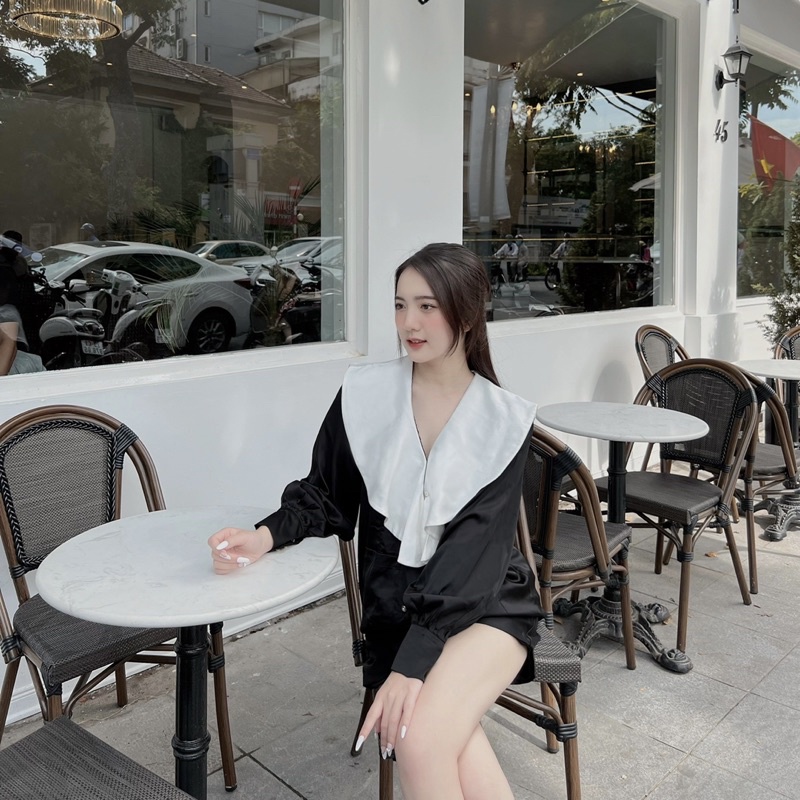 Áo sơ mi lụa tiểu thư Lolita cổ bèo Souris By G