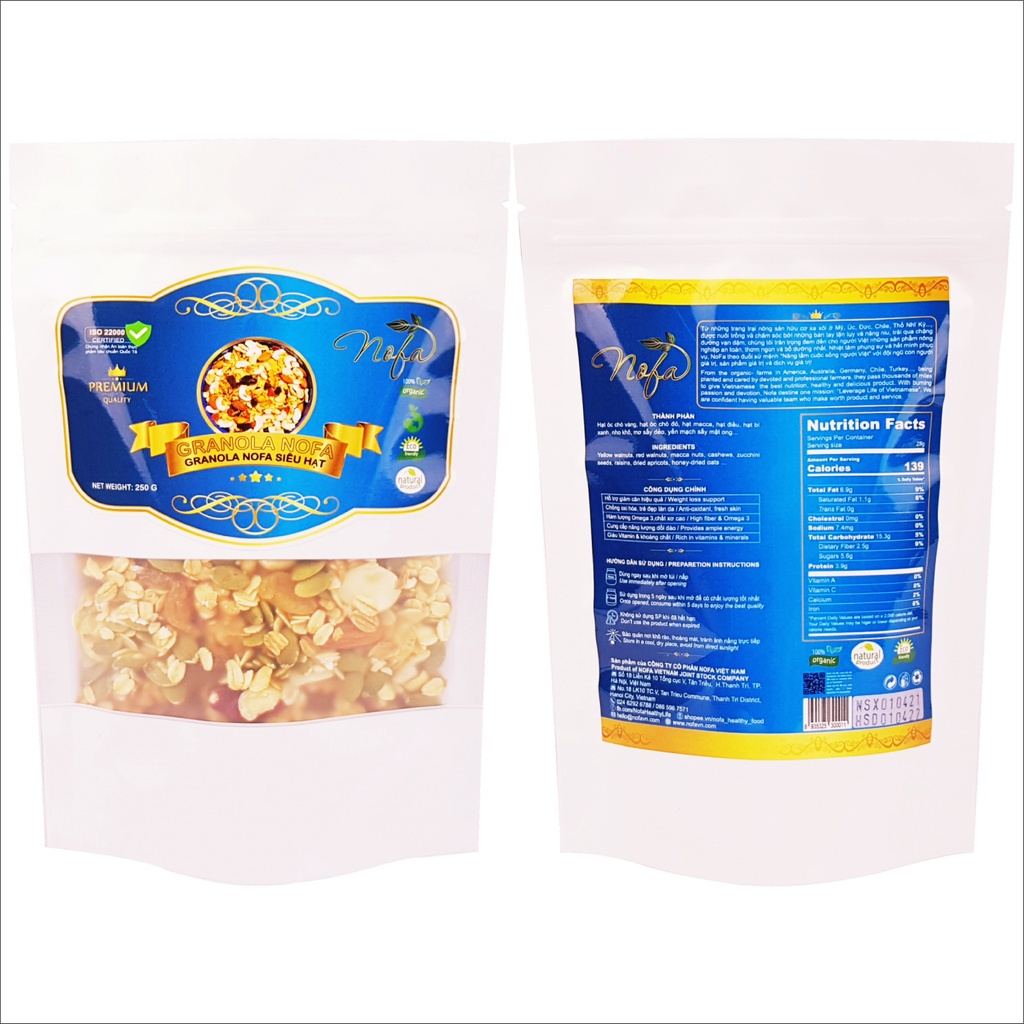 Granola Ăn Kiêng Siêu Hạt Và Quả, Ngũ Cốc Ăn Kiêng Thơm Ngon Bổ Dưỡng Tốt Cho Sức Khỏe - NOFA FOOD