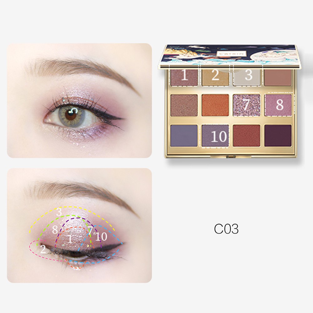 Bảng Phấn Mắt Catkin 12 Màu Ánh Nhũ Lì Siêu Mịn Mượt Làm Đẹp Thời Trang Cho Nữ 15g | BigBuy360 - bigbuy360.vn