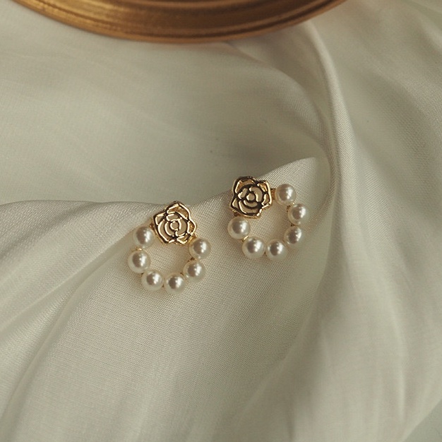 Khuyên tai hoa hồng ngọc s925