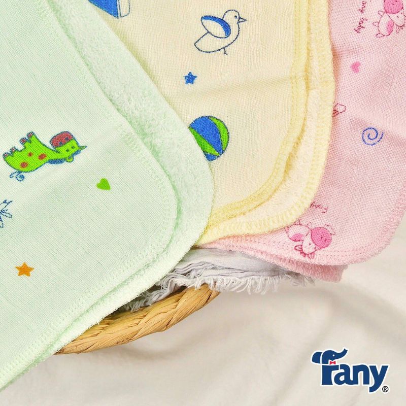 Khăn hai mặt, khăn sữa có hình cho bé hàng công ty Fany,siêu mềm siêu thấm nước
