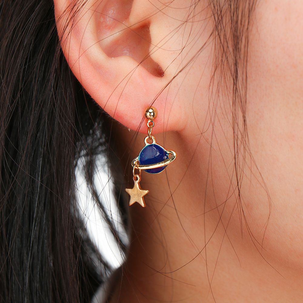 Bông tai hình phi hành gia mặt trăng ngôi sao 3D thời trang cho nữ