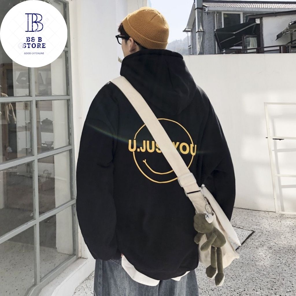 ÁO HOODIE FORM NAM IN HÌNH JUST YOU MẶC SAU SIÊU ĐẸP