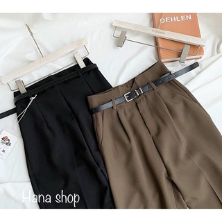 Quần baggy cạp cao có đai dáng mới nhất