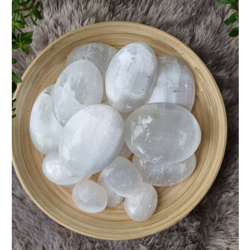 Viên đá thanh tẩy Selenite - Palm Selenite khuếch đại năng lượng dùng trong Tarot, Reiki, phong thủy, thiền địn