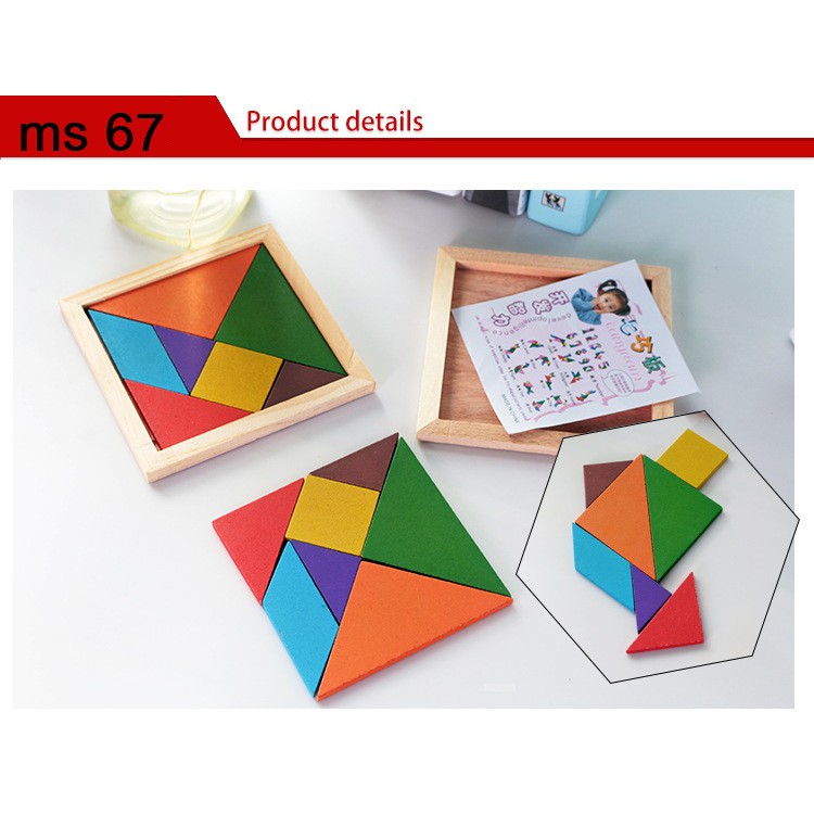 ĐỒ CHƠI XẾP HÌNH GỖ TƯ DUY TANGRAM 7 MẢNH ĐỒ CHƠI