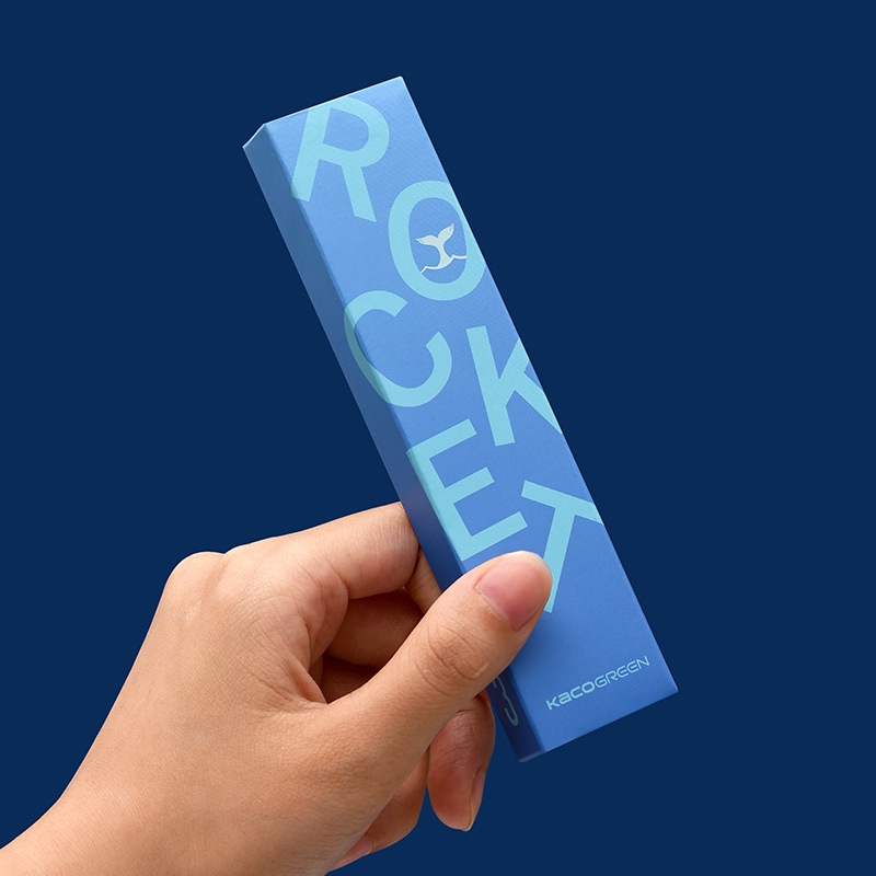 Bộ 3 bút gel Kaco Rocket Xanh Đại Dương mực đen ngòi 0,5mm