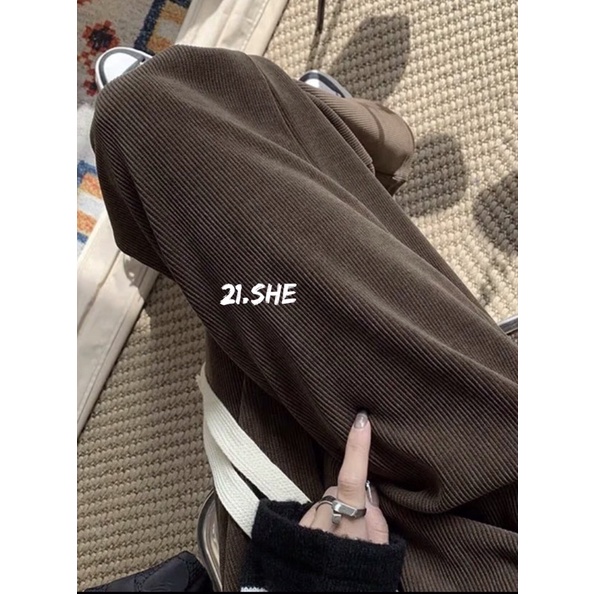 [Ảnh thật/hàng QC] Quần suông nỉ tăm dày dặn hack dáng/ quần culottes chun bụng | BigBuy360 - bigbuy360.vn