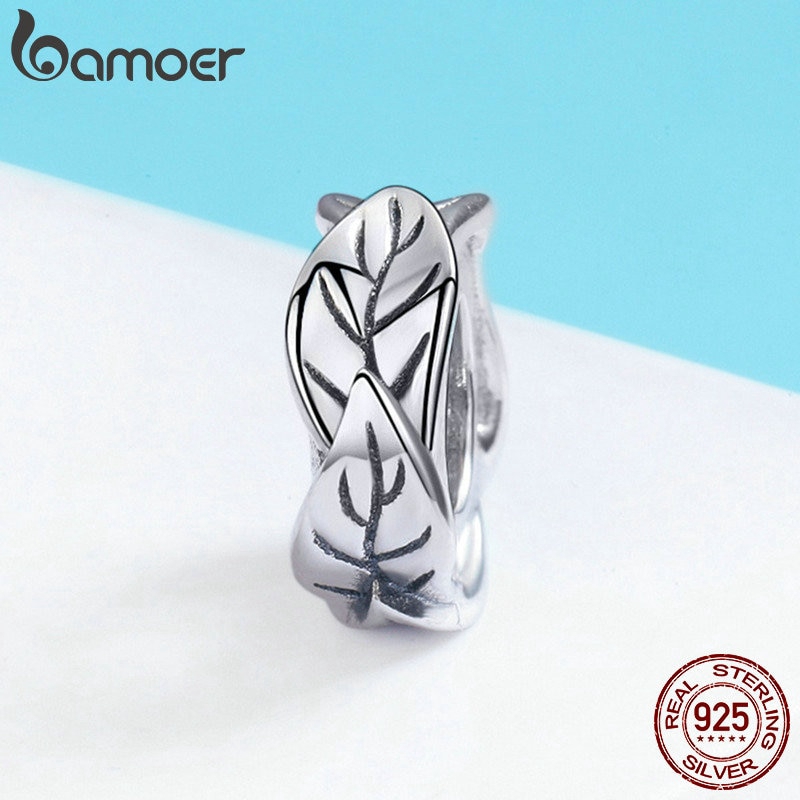 Hạt Trang Sức Bamoer Khắc Hình Lá Cây Độc Đáo Dùng Làm Trang Sức Thủ Công