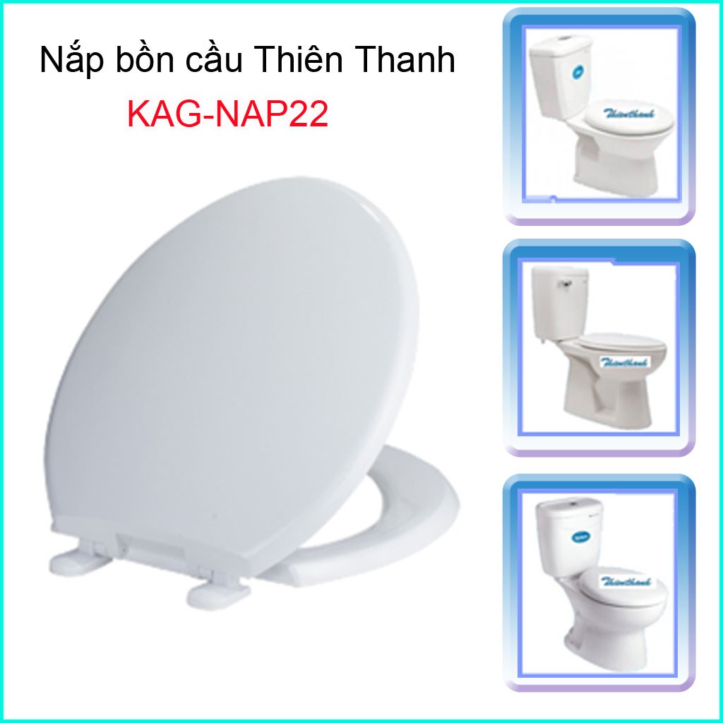 Nắp đậy cho bồn cầu Thiên Thanh KAG-NAP22T, Nắp ngồi xí bệt 2 khối nhựa trắng bóng dày đẹp